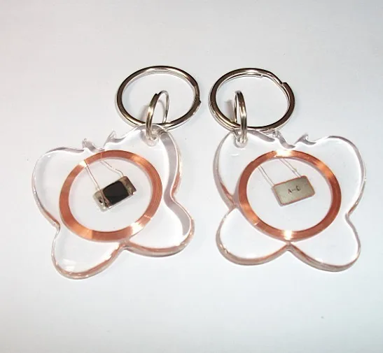 125KHZ EM4100/TK4100 ID Transparent Trops of Glue Card RFID Key Tag Read Only Key Ring In Access Control Card