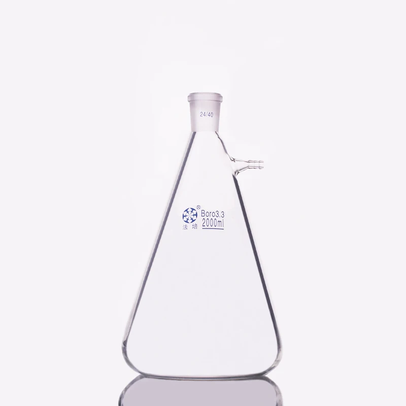 

Filtering flask with side tubulature,Capacity 2000ml,Ground mouth 24/40,Triangle flask with tubules,Filter Erlenmeyer bottle