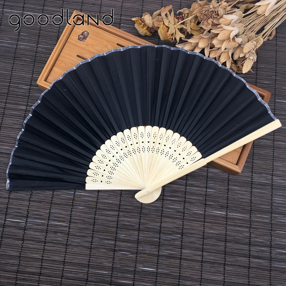 Free Shipping wholesale 50pcs/lot portable Chinese Plain Hand Held Fabric folding fan wedding decoration Wedding Gifts for Guest