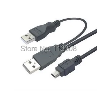 Cable USB 2. 0 Dos A tipo macho A Mini 5 pines macho Y para unidad de disco duro móvil HDD de 2,5"