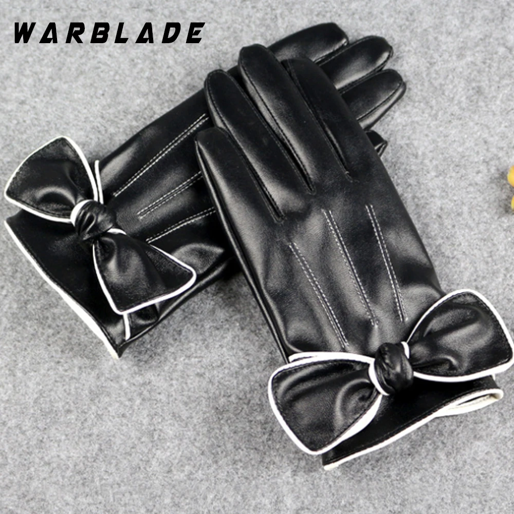 

1Pair Womens Winter Warm Gloves Luvas de inverno Luva motociclista Leather gloves female gloves Guantes Eldiven gants femme