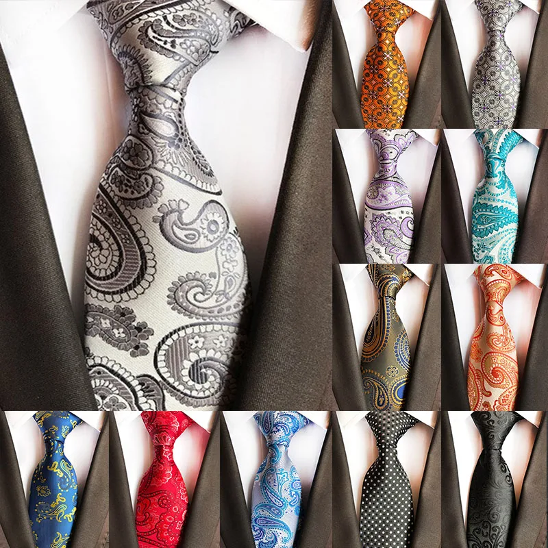 

New Design Fashion Mens Tie Luxury Floral Paisley Neckties Hombre 8 cm Gravata Tie Classic Business Casual Tie Wedding Party