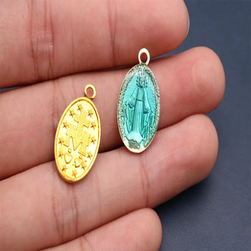 Catholic Virgin Mary Blue Virgin Mary Mini Medal. Charm of the Virgin Mary Blue Medal