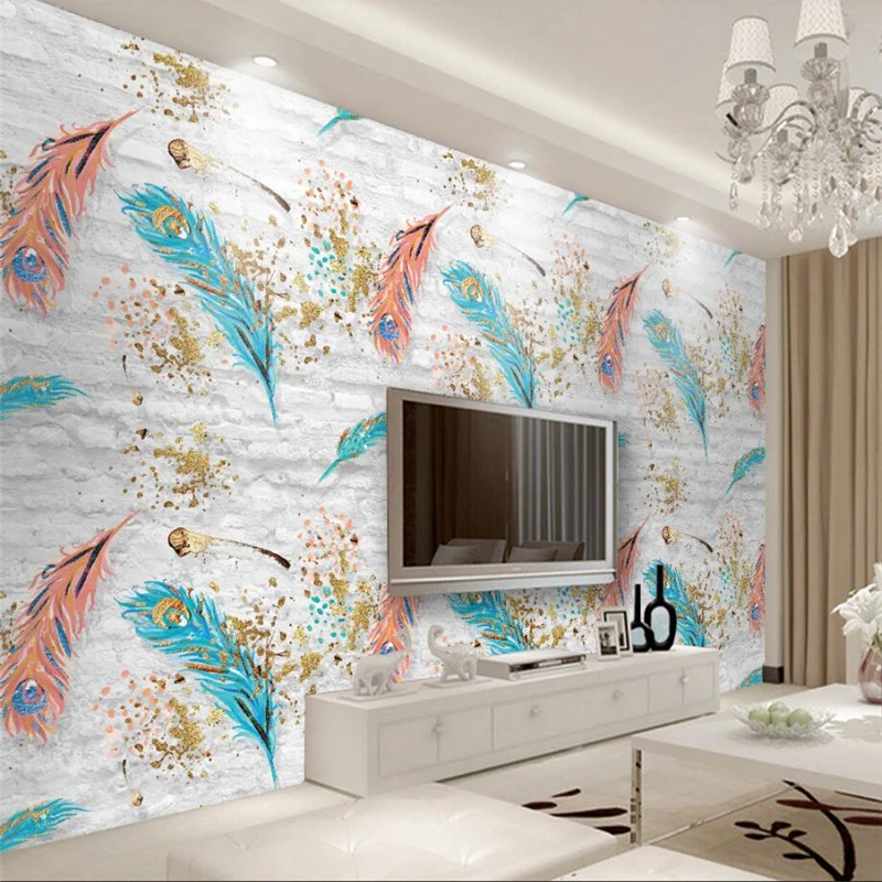 

wellyu papel-de-parede Custom wallpaper wallpaper for walls 3 d Nordic minimalist feather mural TV backdrop tapety