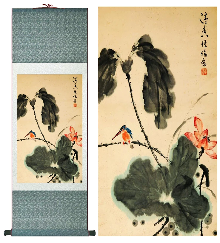 

Birds and flower painting silk scroll painting traditional birds and flower painting Chinese ink paintingPrinted painting