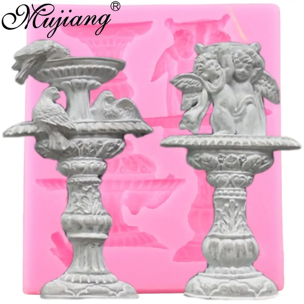 Vintage Fountains Silicone Molds DIY Angel Birds Wedding Fondant Cake Decorating Tools Candy Clay Chocolate Gumpaste Moulds