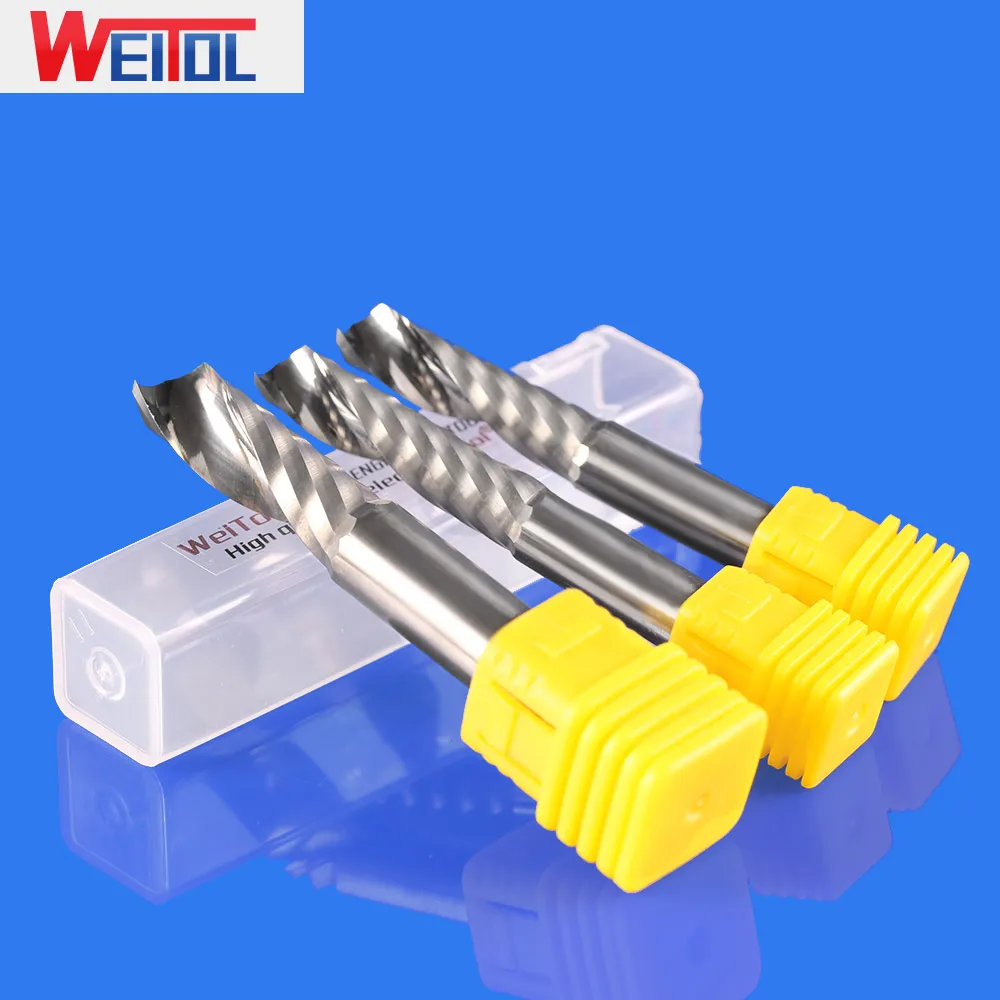 WeiTol 1 szt. 8mm 10mm 12mm jednostrzowe bity spiralne narzędzia skrawające CNC do sprzedaży drewna, akrylu, MDF, PVC