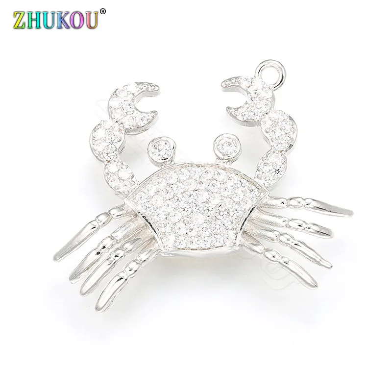 ZHUKOU 23x29mm Cute Crab Charms for women and Ladies Necklace&Earrings Handmade Pendant jewelry accessories model:VD407