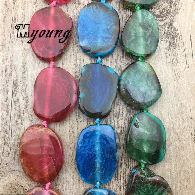 New Freeform Dragon Veins Agates Pendant Beads,Natural Stone Slab Drilled Beads For DIY Jewelry MY2022