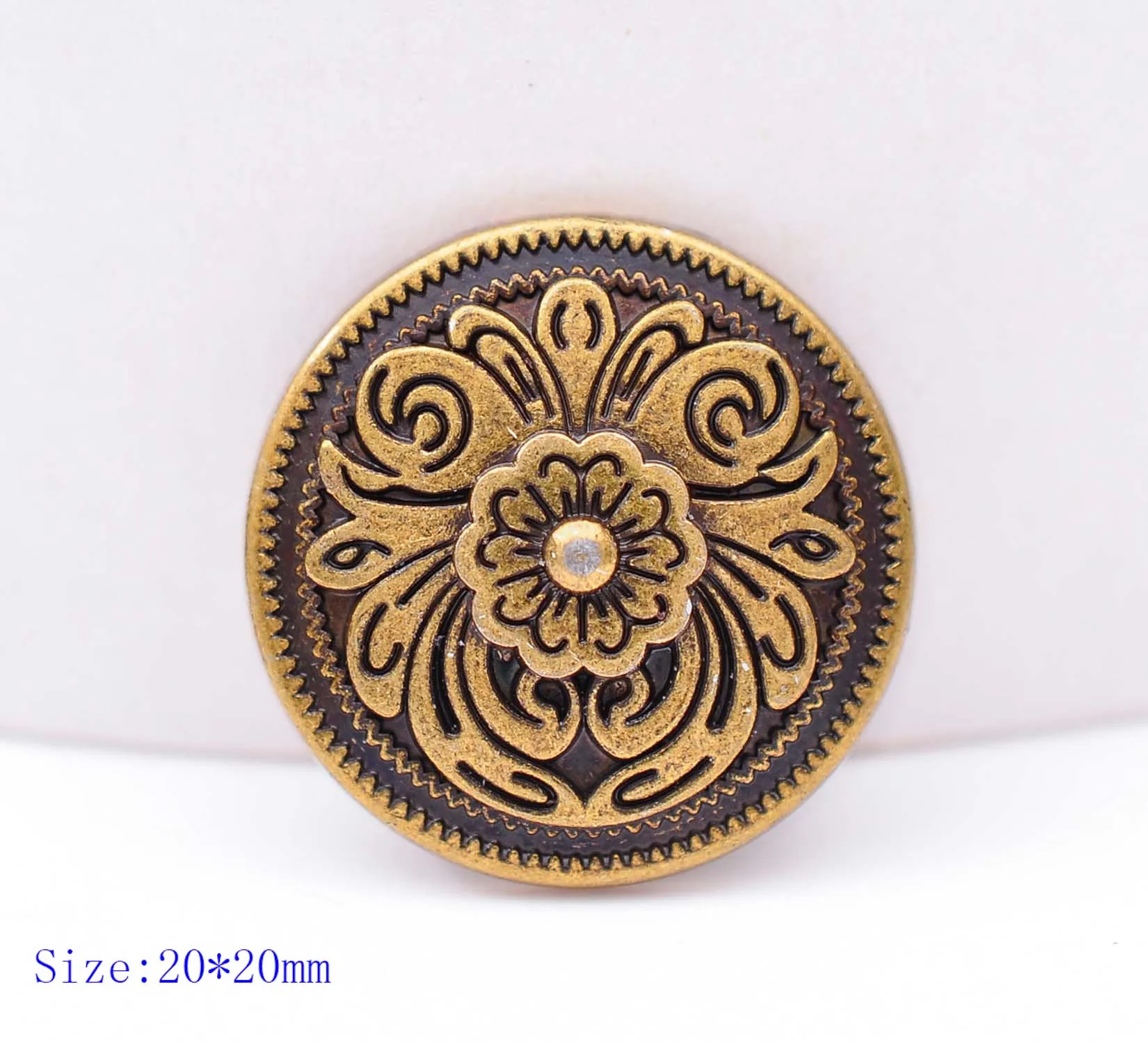 20X 20*20mm Antique Brass/Silver Western Cowboy Flower Conchos Button For Saddles Headstall Bridle Leathercraft Decor