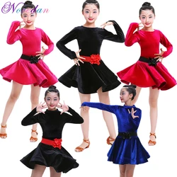 2019 New Style Children Latin Dance Dress For Girls Salsa Tango Rumba Latin Training Dress Ballroom Dance Girls Dresses And Belt