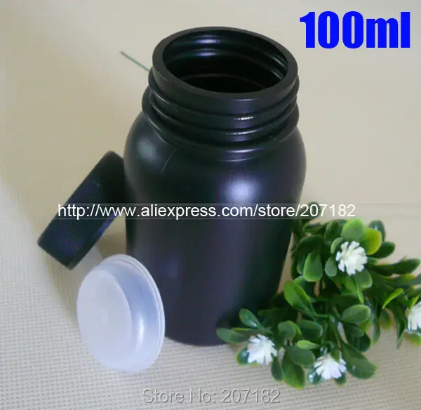 

20pcs 100ml Dark Black Color HDPE Bottles, Plastic Bottles, Pills Storages, Capsules Bottles with Screw Caps & Inner Lids