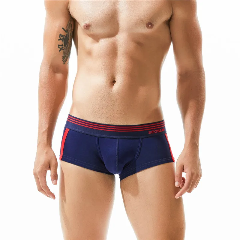 SEOBEAN Heren Ademend Katoen Boxershorts U-Convex Zakje Lage Taille Comfortabel Stretch Zacht Ondergoed voor Dagelijks Casual