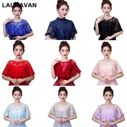 Blue Black Red Soft Lace Women Cape High Low Sheer Summer Autumn Wedding Prom Party Wrap Bridal Bridesmaids Cover Up Shawl