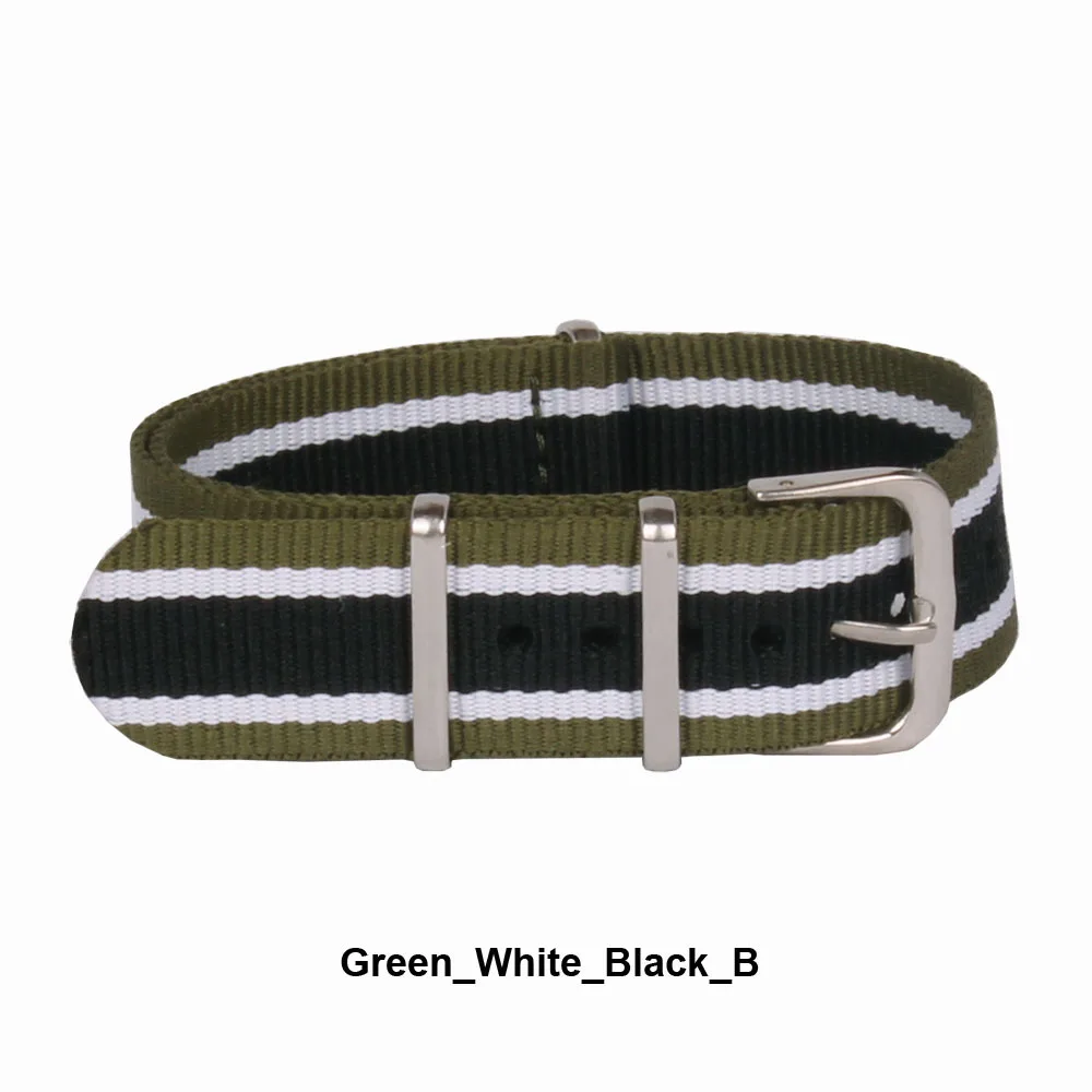 Wholesale 20 MM Black Army Green Military Sport Woven Fiber Watchband 20MM Nylon Watch Straps Wristwatch Band Buckle Fabric