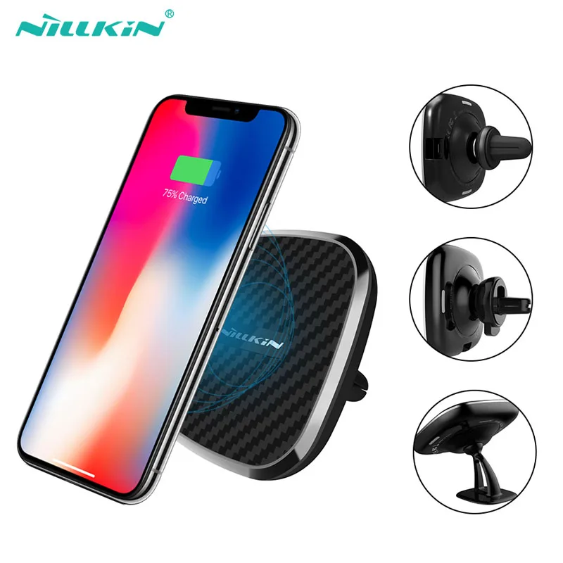 NILLKIN-cargador inalámbrico para coche con rotación de 360 grados, Cargador rápido Qi para Samsung Galaxy S10, S9, S8, S7 Plus, 10W