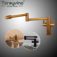 Torayvino Antique Brass Swivel Kitchen Faucet 360 Rotatable Swivel Spout Black Kitchen Vessel Sink Faucet Mixer Tap