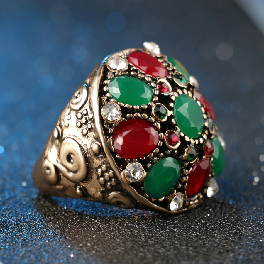 2018 New Fashion Jewelry Cheap Wholesale Vintage Bohemian Style Gold Color Rings For Women Lovely Gift