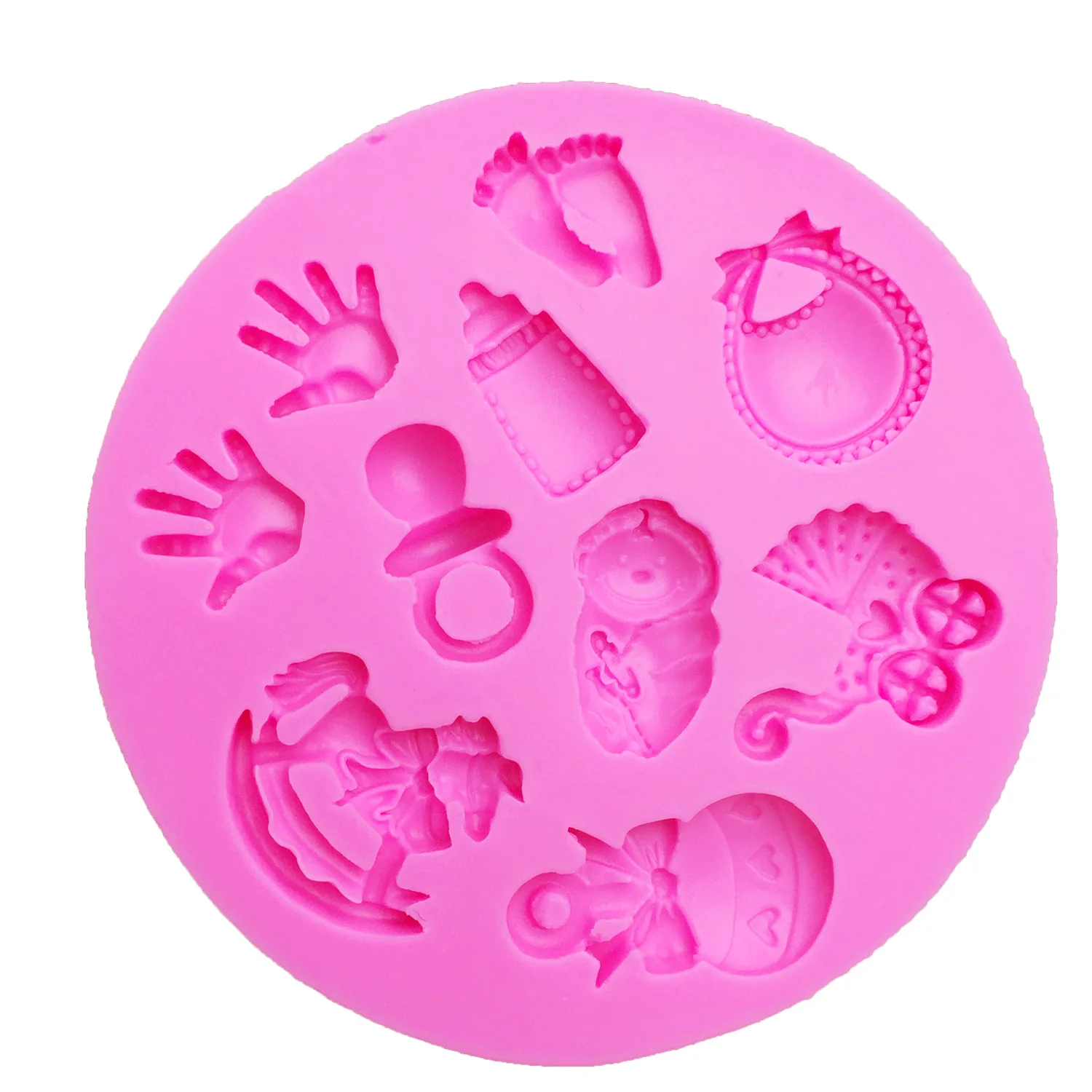 M0300 Baby DIY Hand/ Trojan/Bottle/Foot/carriage Silicone Mold Cake Decoration Tools