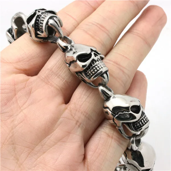 Hot!! Fast Shipping Polishing Sliver Ghost Skull Bracelet 316 Stainless Steel Hot Sale Cool Skull Bracelet