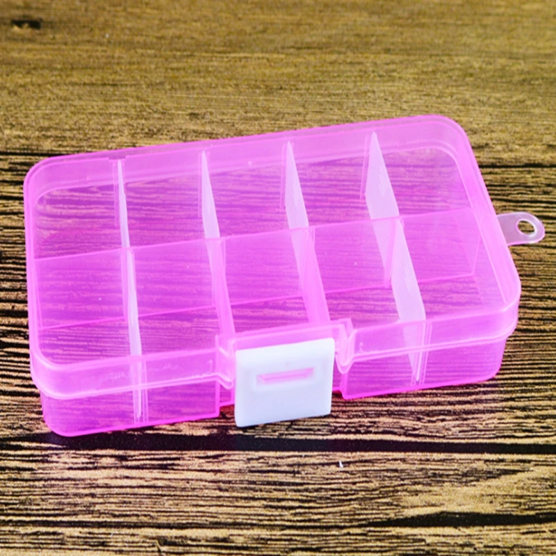 

1200pcs/lot Wholesale 10 Compartments Jewelry Beads Container Storage boxes 10 Grids Plastic Box case Holder 4 colors