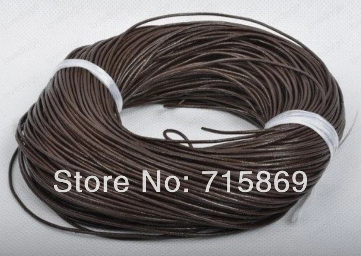 

Free ship 4 mm 100 Meters Dark Brown Round Genuine Leather Cord, Necklace & Bracelet Real Leather Cord