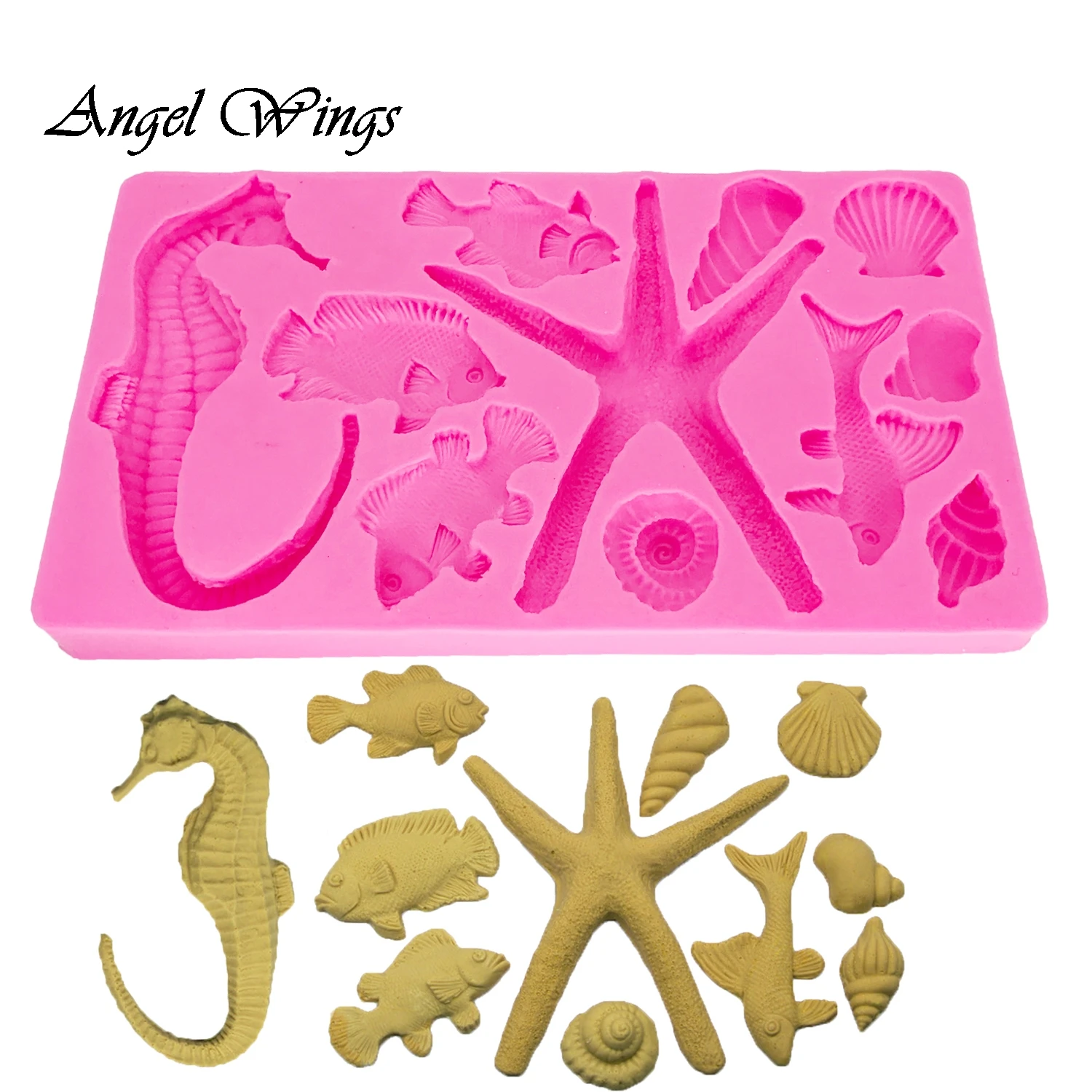 DIY Starfish, seahorse, fish Fondant silicone molds for 3D crafts Cake Decoration Tool Chocolate dessert moulds Resin Clay F1374