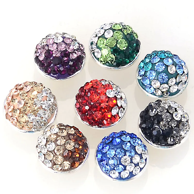 

1 Set Of Assorted Colors Pave Crystal Semicircle Jewelpops Snap Charms Fits DIY Kameleon Bracelets Necklace Ring Jewelry Making