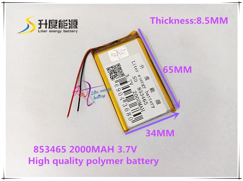 3,7 в 2000 мАч 853465 полимерный литий-ионный/литий-ионный аккумулятор для MP3 MP4 Сотового Телефона Динамик внешний аккумулятор DVD GPS DVR