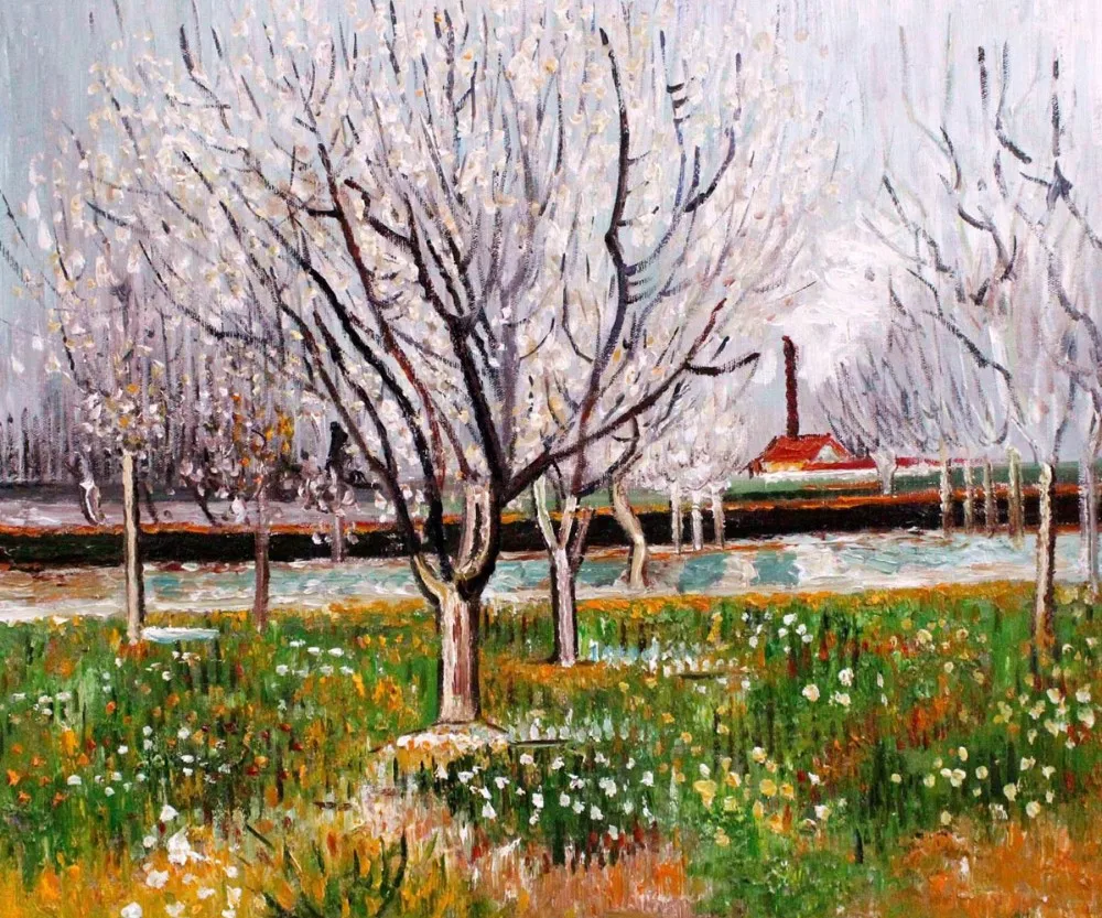 

Landscape Oil Painting Orchard in Blossom (Plum Trees) Vincent Van Gogh Canvas Art Picture for Home Decor Handmade No Framed