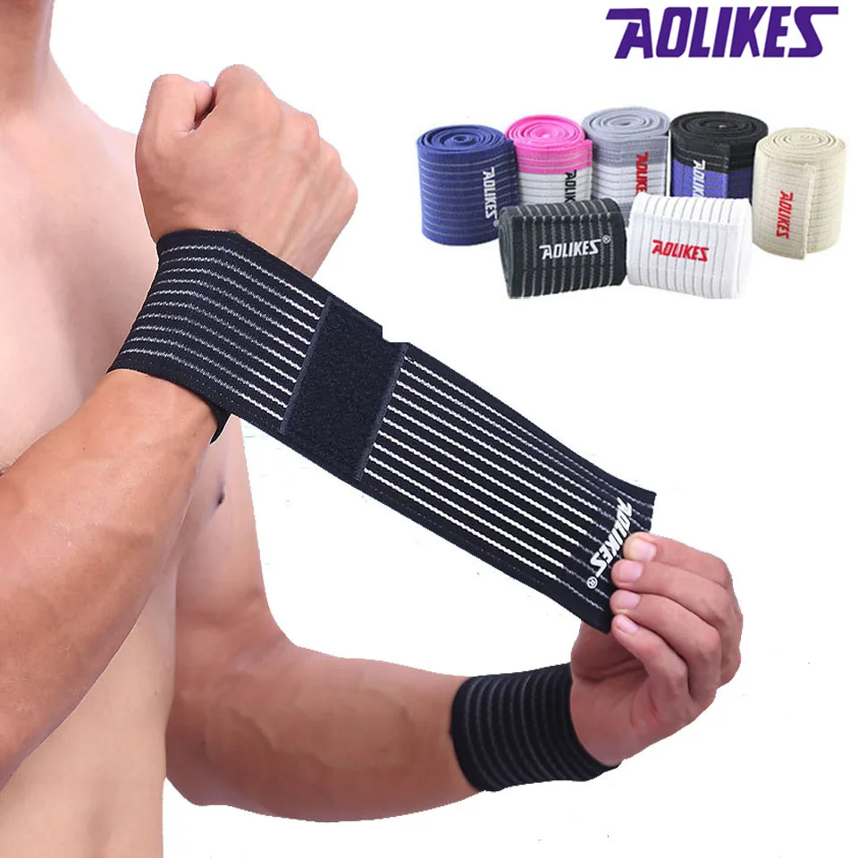 AOLIKES 1 pz cotone fitness fasciatura elastica mano cinturino da polso avvolgere sport braccialetto supporto palestra polso protettore tunnel