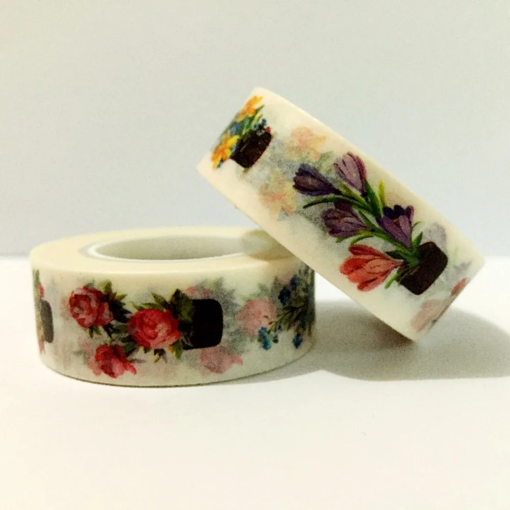 

Free shipping high quality washi paper tape/15mm*10m varied beutiful potted Flower masking japan washi tape