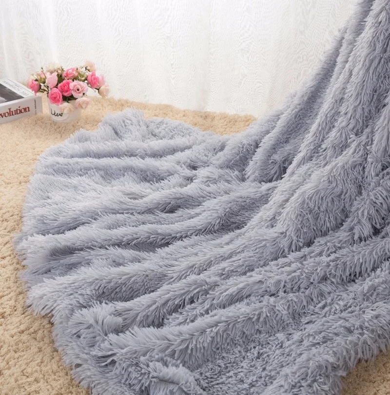 130x160/160*200cm Throw Blankets Mantas White Pink Grey Fleece Fluffy Plush Bedspread Couverture Polaire Plaids Sofa/Air/Bed