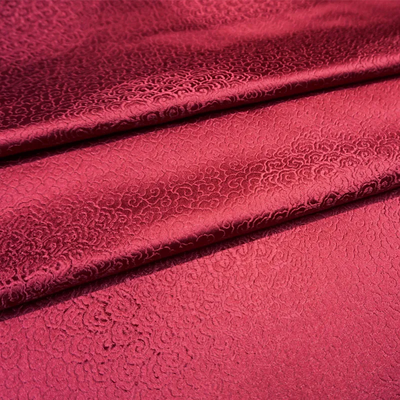 Dark Red Wind Style Silk Damask Fabric for Fashion Dress Cushion Cover Curtain Table Cloth Patchwork