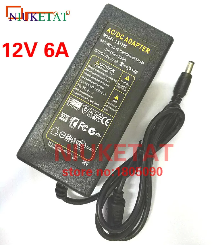 1pcs 12V 6A 12V6A AC100V-240V LED light power adapter not with Power cable LED Power Supply Adapter Transformer for LED strip