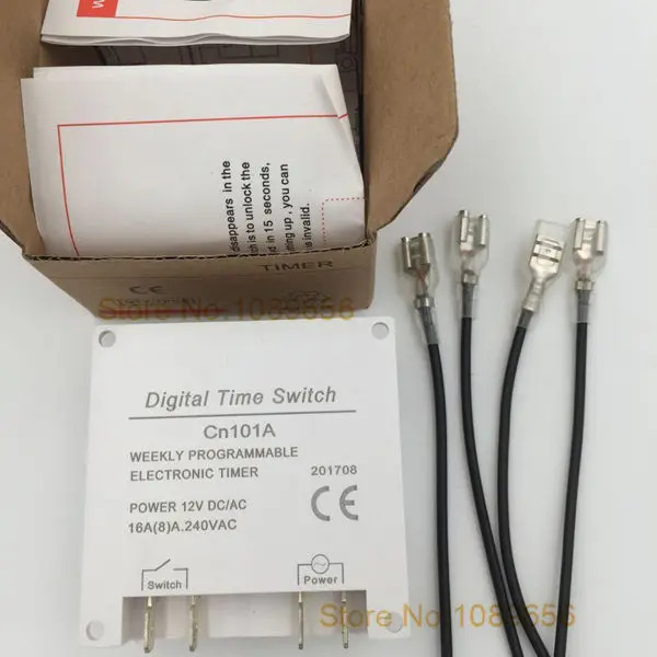 Digital Time Switching CN101A 2nd Programmable Timer Relay with 4 Pieces Wire Waterproof Cover