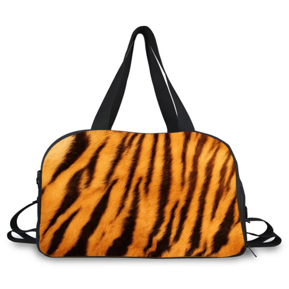 

leopard zebra tiger-stripe design duffle bag luggage travel high quality canvas fabric women bag weekend dance bag