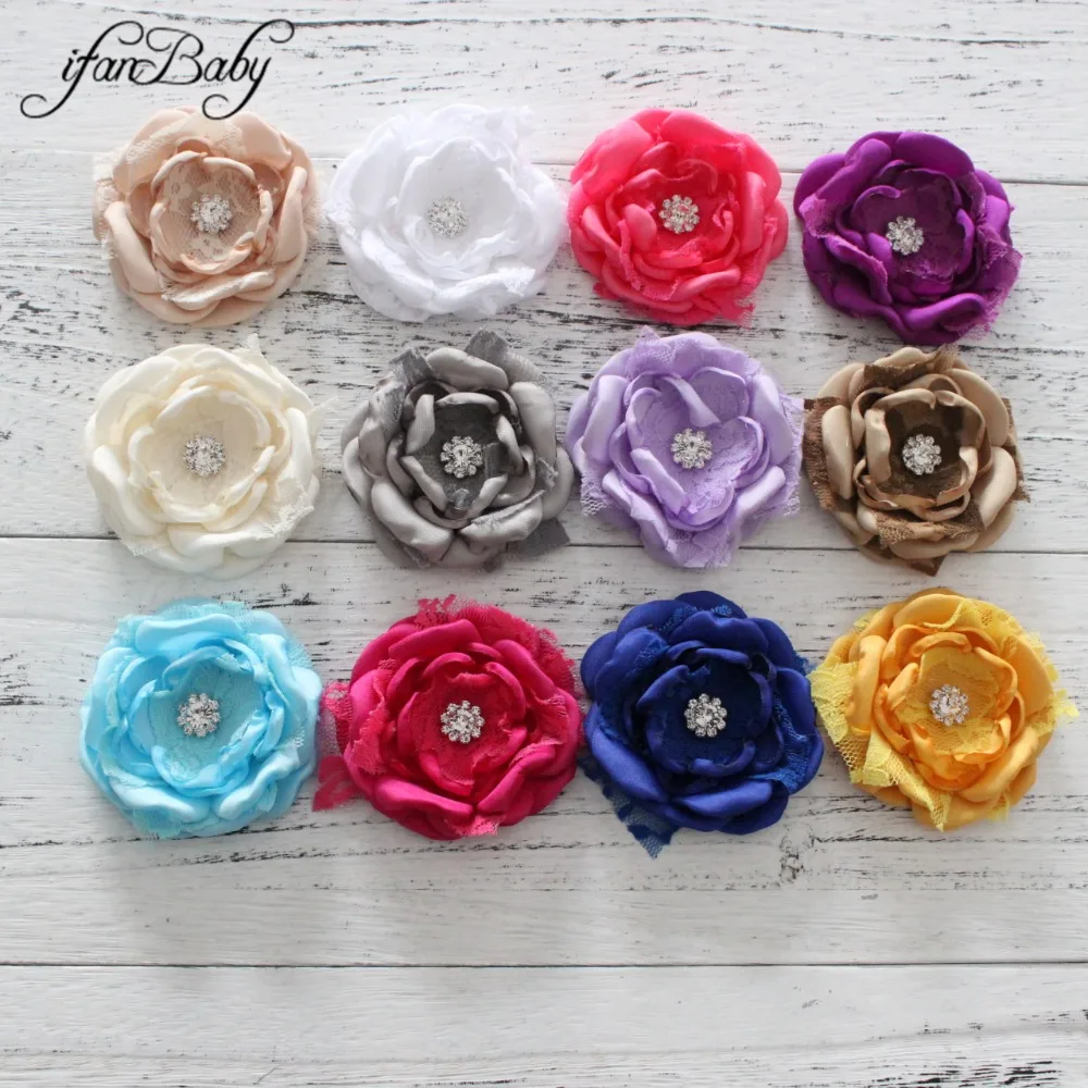 7cm Boutique Burn fabric flower  Layered Poppy flower  with lace For Girl Kids Headband Hair Accessories Singed Flower 20pcs