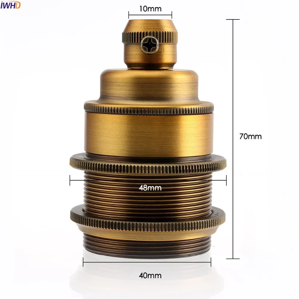 IWHD DIY Aluminum Soquete E27 Lamp Holder Base 110-220V Portalamparas Vintage Fitting E27 Socket Bulb Holder Edison Base CE UL