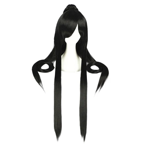 Imagen 2 del producto HAIRJOY-pelucas de pelo sintético para Cosplay, cola de caballo larga, peluca negra, morada, roja y gris, fibra de alta temperatura