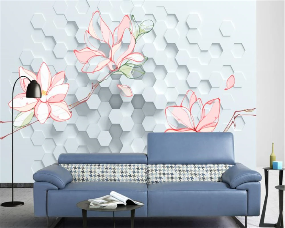 

beibehang Custom Wallpaper Home Decorative Mural Three - dimensional Honeycomb Hand - painted Flower 3d TV Wall 3d wallpaper