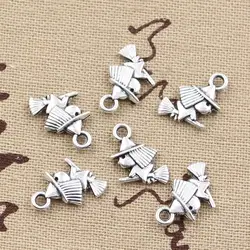 30pcs Charms Witch Riding Broomstick 16x12mmhandmade Pendant Making fit,Vintage TibetanBronze,DIY For Necklace