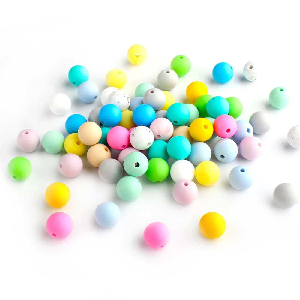 Keep&Grow 50Pcs 12MM Silicone Round Beads BPA Free Baby Teethers Perle silicone Baby Teething Beads DIY Pacifier Chain Tools