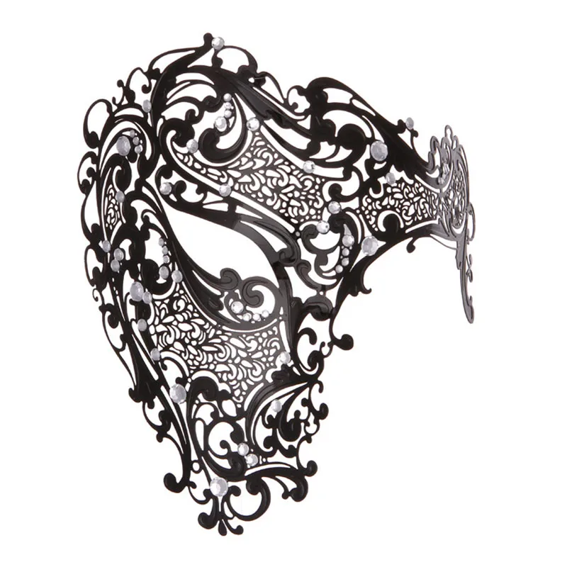 Venice Skeleton Half Face Sexy Mask With Diamond For Women And Men Cool Costume Prom Party Face Hollow Out Masquerade Skull Mask