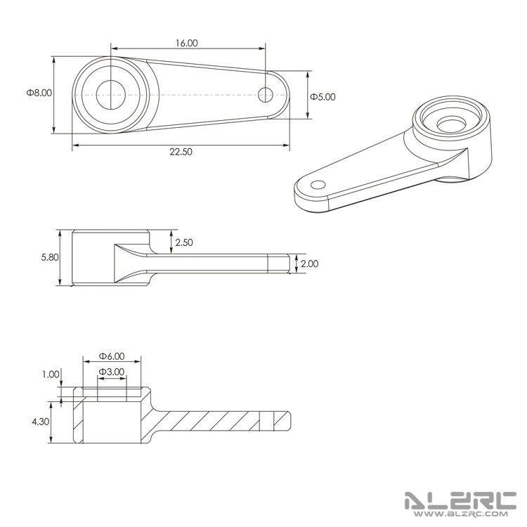 ALZRC - Devil 505 FAST Metal Servo Arm - Medium