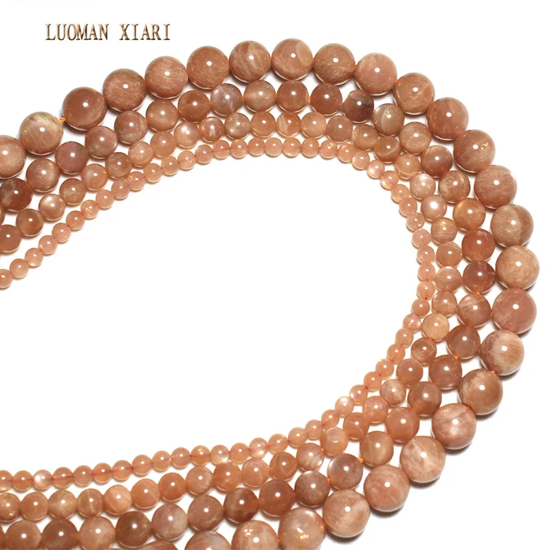 LUOMAN XIARI Natural AAA+ Round  Sunstone Stone Bead For Jewelry Making DIY Bracelet Necklace  Material 4/6/8/10mm Strand 15\'\'