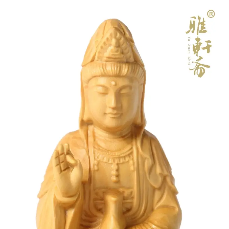 Zhai Gallery boxwood carving carved Guanyin Buddha mahogany ornaments hand handicraft to ensure the safety of exhaust pipe