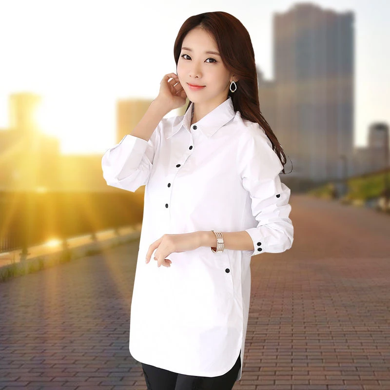 Women Long Sleeve Blouse Shirt Elegant Blusa Feminine Cotton Mujer Fashion White Coat Lady Blouses Ms.Clothing