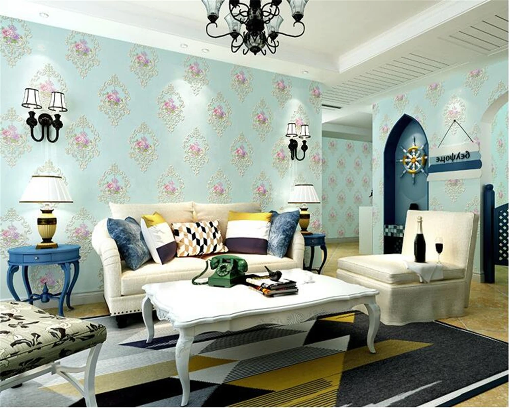 beibehang 3D Refined European Pastoral Wallpaper Bedroom Living Room TV Background Wall Nonwovens papel de parede 3d Wallpaper