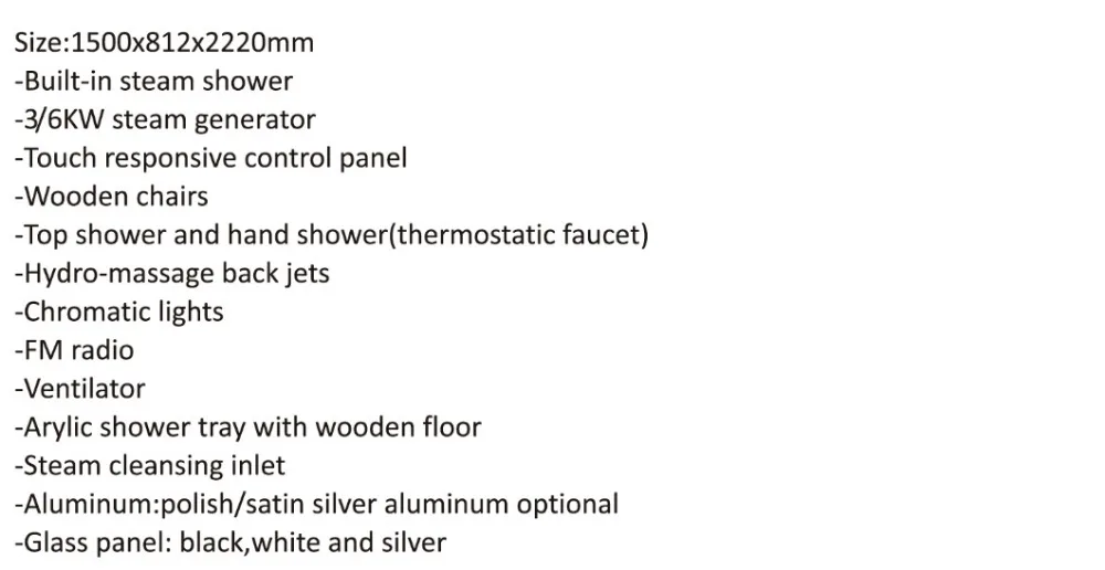 2017 ETL approval tempered back panels swing doors jetted steam shower enclosure sauna room with wood floor ASR972-1